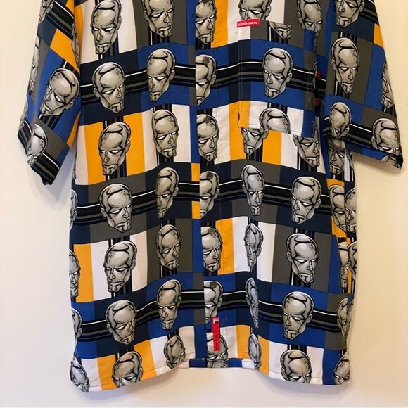 Rare Y2K Ecko Unlimited L buttons down t-shirt short sleeve Silver Surfer blue - Picture 3 of 7